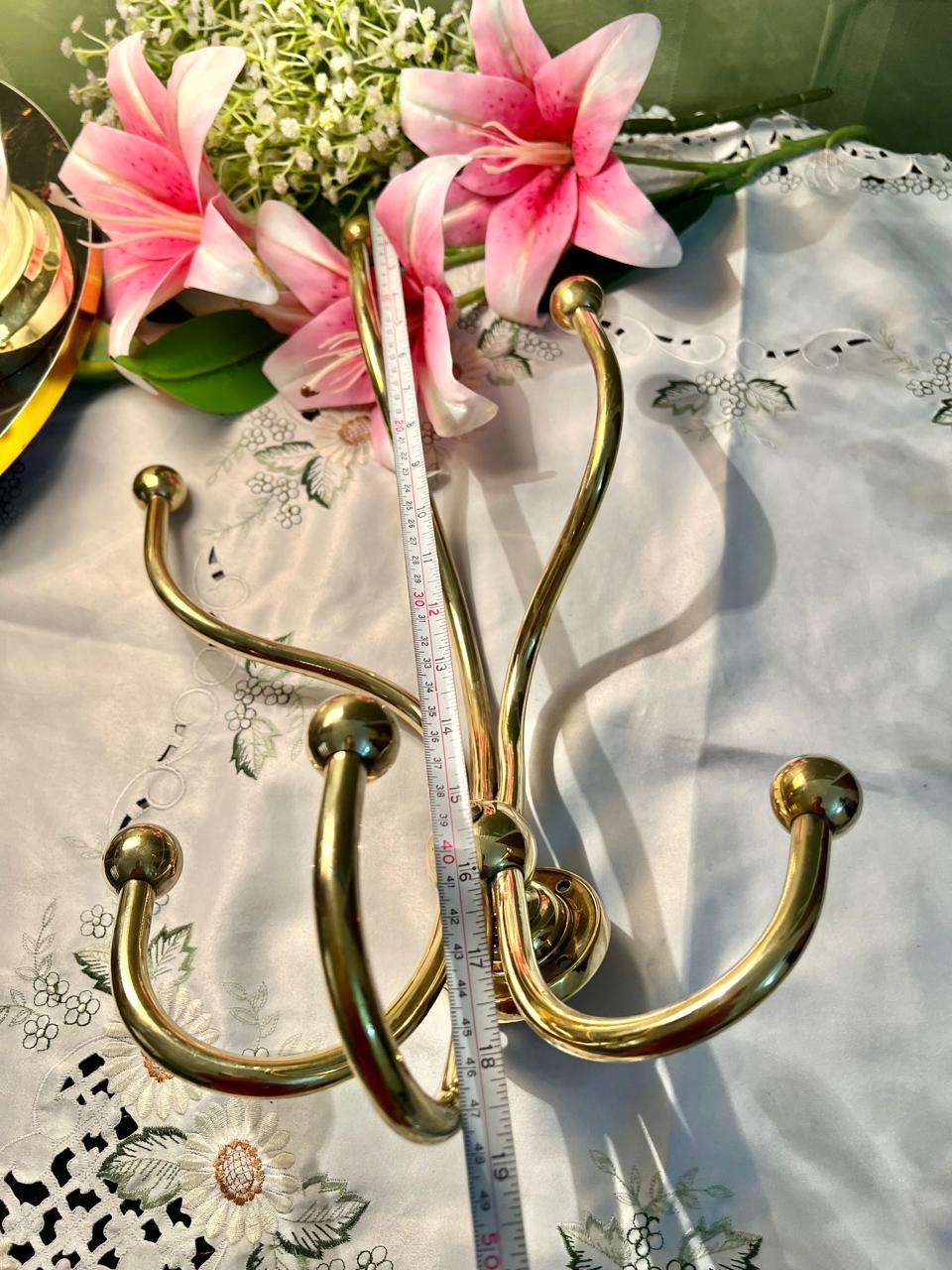 Brass Wall-Mounted Multi Hook Rack Approx. 32cm