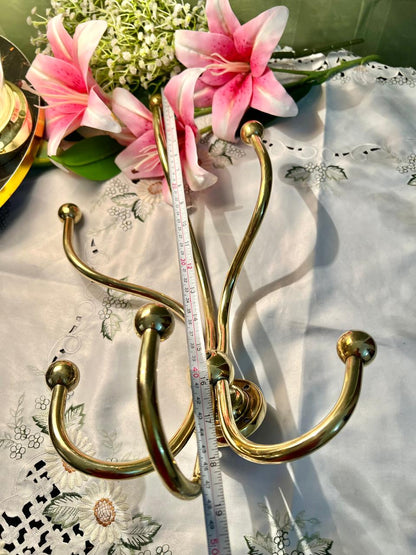 Brass Wall-Mounted Multi Hook Rack Approx. 32cm