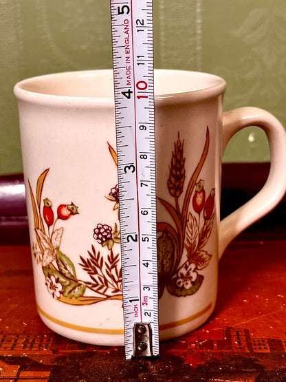 Botanical Berry & Wheat Ceramic Mug Green Red Design