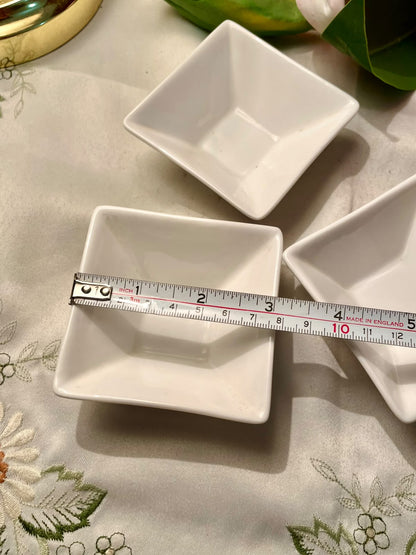 White Square Serving Bowls Set of 3 9 cm