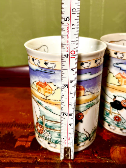 Home Sweet Home Sheep Countryside Mugs Set of 2 10cm