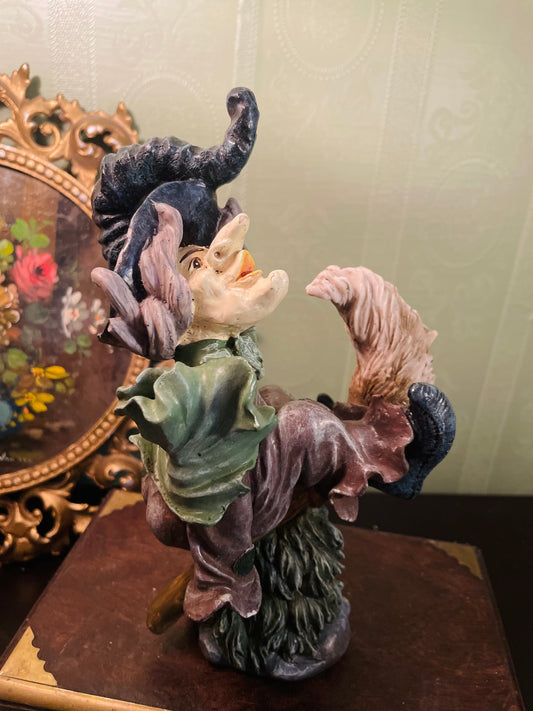 Whimsical Witch Figurine With Cat Fantasy Collectible Ornament