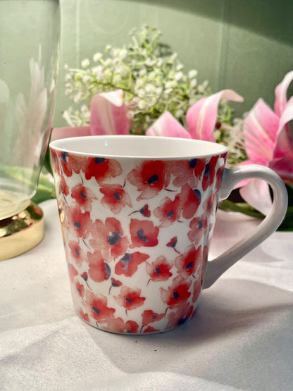 Sainsbury's Floral Ceramic Mug Pink Red 10.5cm - 1 Piece