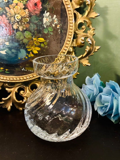 Vintage Clear Swirl Glass Vase