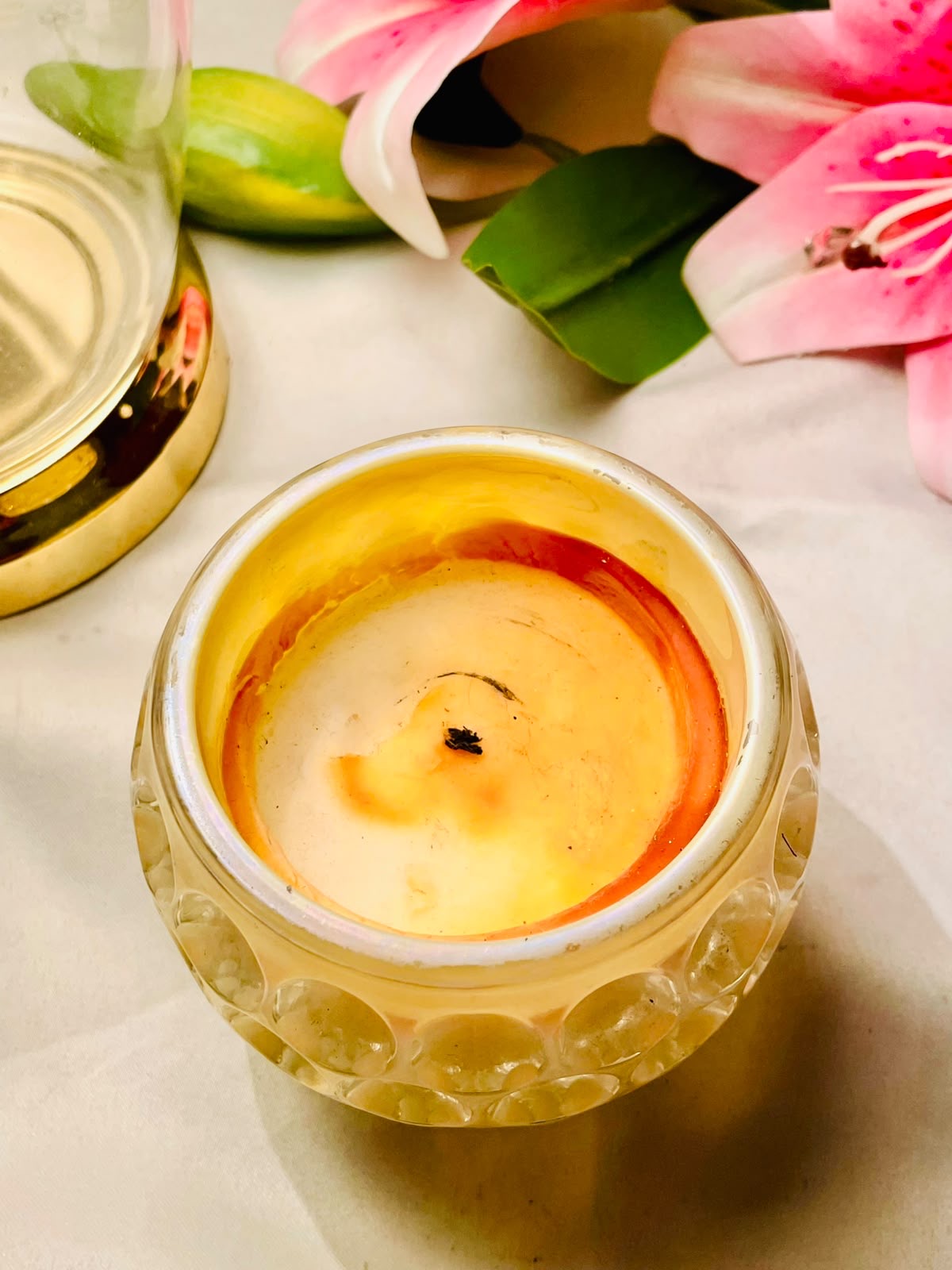 K. Hall Studio Yellow Crystal Bubble Design Scented Candle 10cm