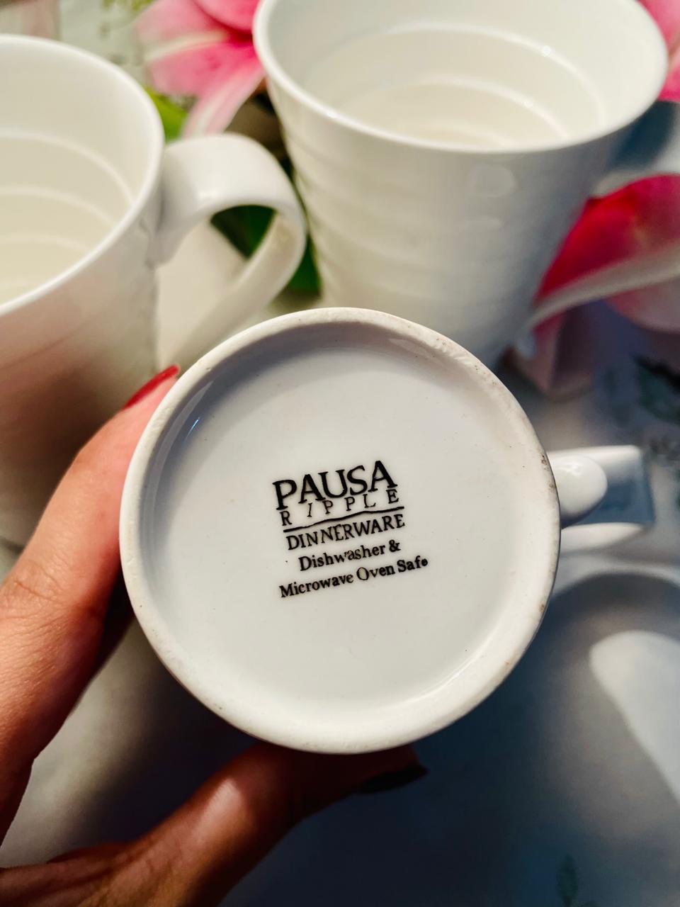 Pausa Ripple White 3-Piece Mug Set Approx. 11 cm