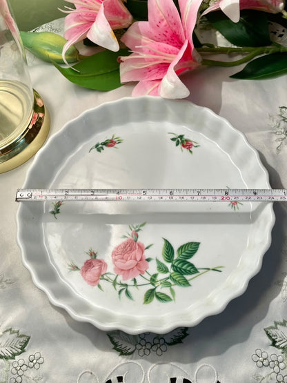 Pink Rose Floral Scalloped Pie Dish  25 cm – 1 Piece