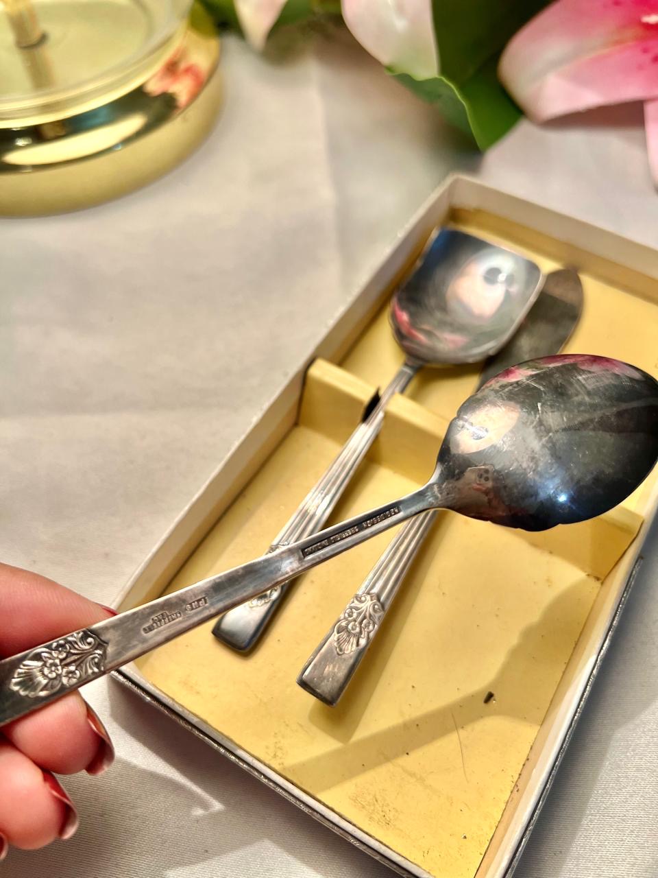 Vintage Silver-Tone 3-Piece Spoon & Spreader Set