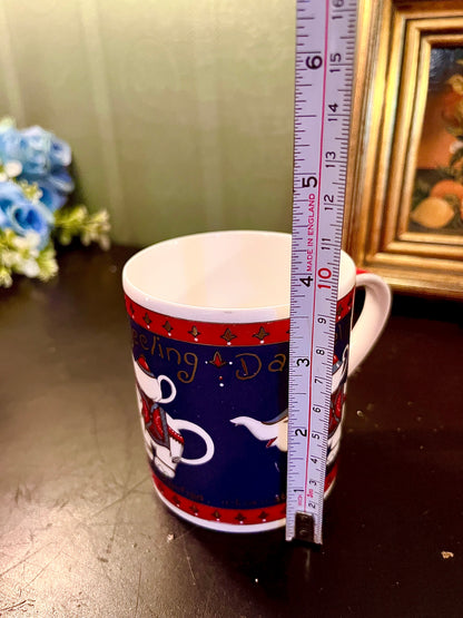 Vintage Goose Motif Ceramic Mug 10 cm Red & Blue