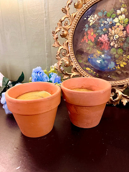 Set of 2 Terracotta Pot Candles – Rustic Plant Pot Style