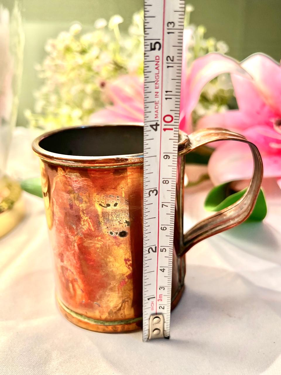 Vintage Copper-Tone Metal Mug with Curved Handle 10 cm