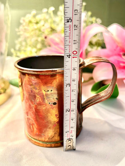 Vintage Copper-Tone Metal Mug with Curved Handle 10 cm