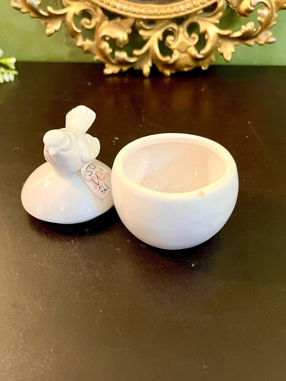 White Bird Lid Ceramic Trinket Box