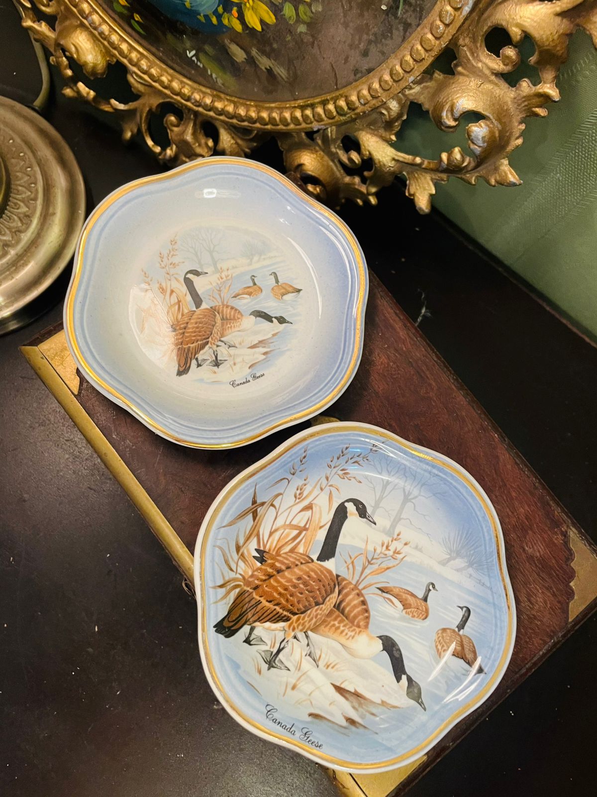 Palissy Royal Worcester Canada Geese Pin Dish Set 4 Inch