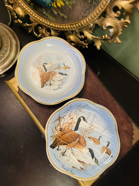 Palissy Royal Worcester Canada Geese Pin Dish Set 4 Inch