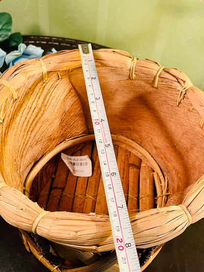 Natural Woven Decorative Basket with Handle – Rustic Storage Basket