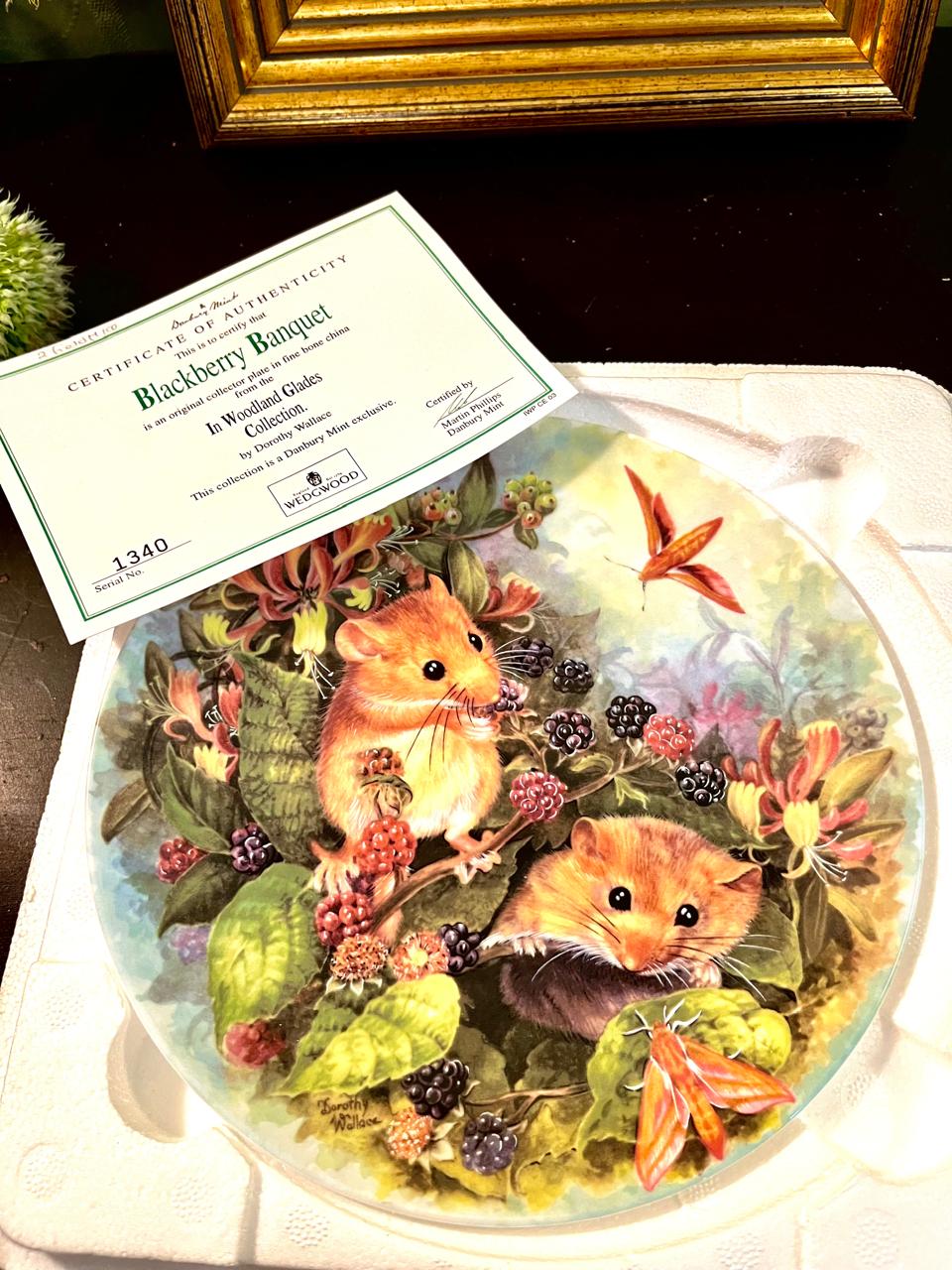 Wedgwood Boxed Decorative Plate Danbury Mint Woodland Glades Dormouse Plate 20 cm