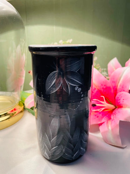 Black Botanical Decorative Vase Approx. 16 cm