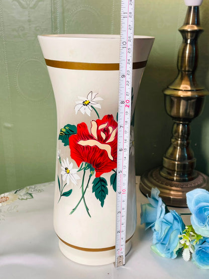 Leigh Made in England Red Rose Floral Large Vase 26 cm