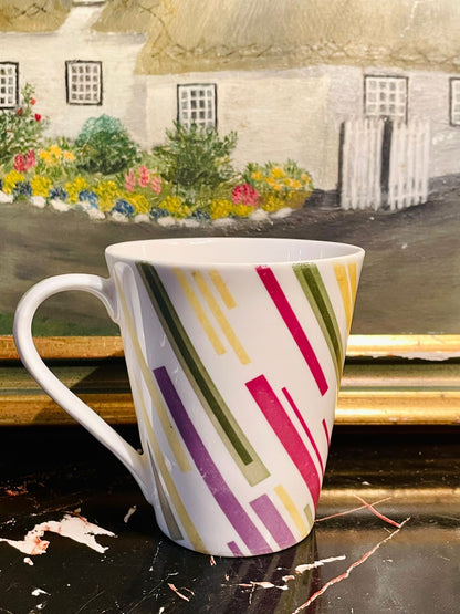 Fine Bone China Mug – Colorful Modern Stripe Design (England)