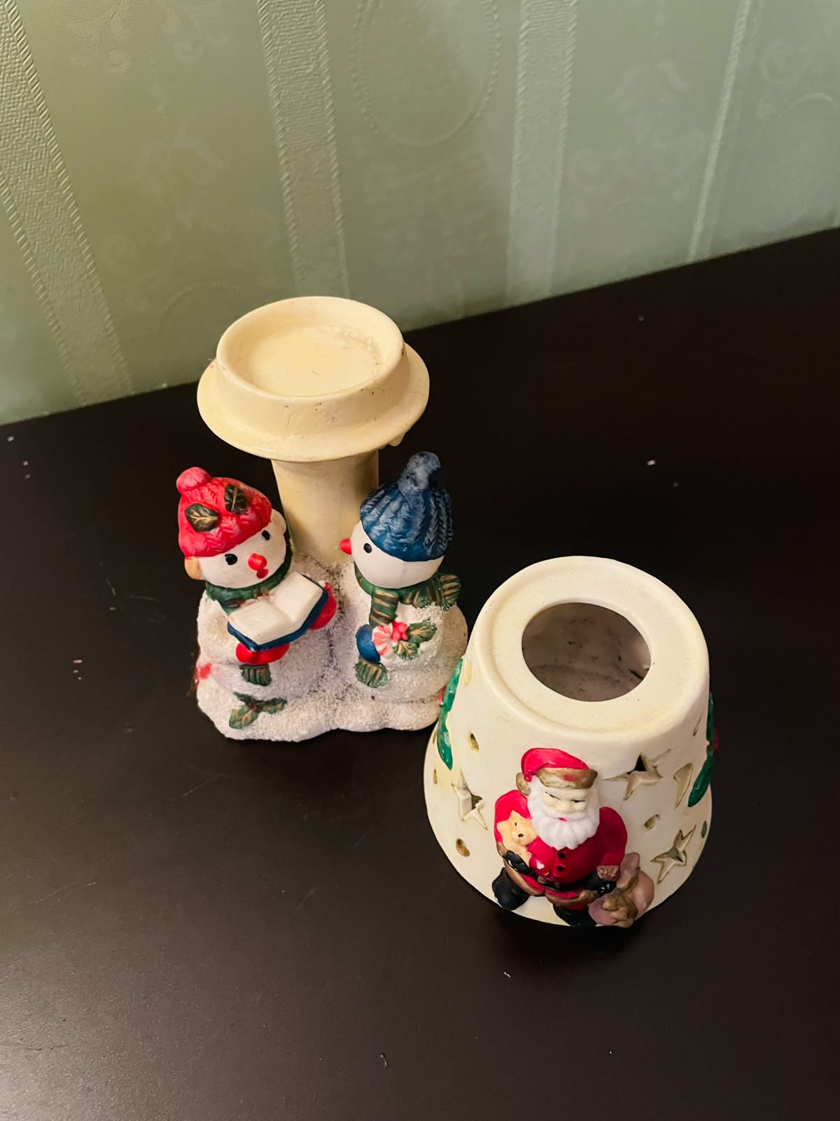 Santa Snowman Ceramic Tealight Candle Holder