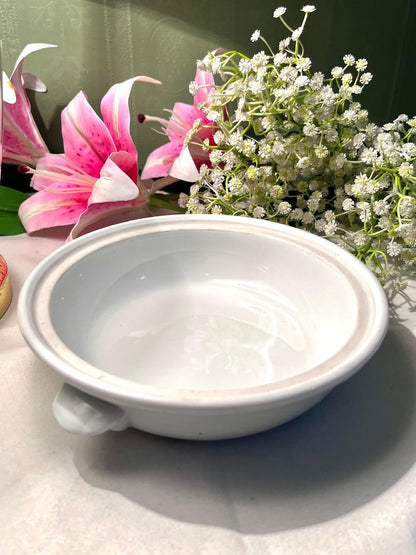 Bellevue Porcelaine White Footed Serving Bowl 7 Inch