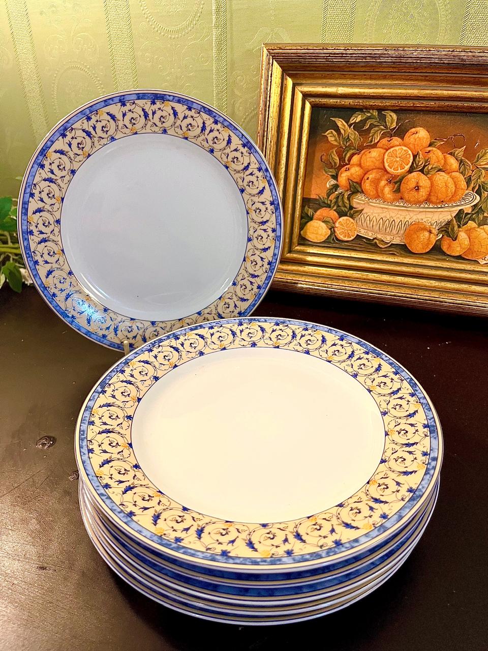 TTC Topchoice Vintage Salad Plates Set of 6 – 7.5 Inch Blue Border