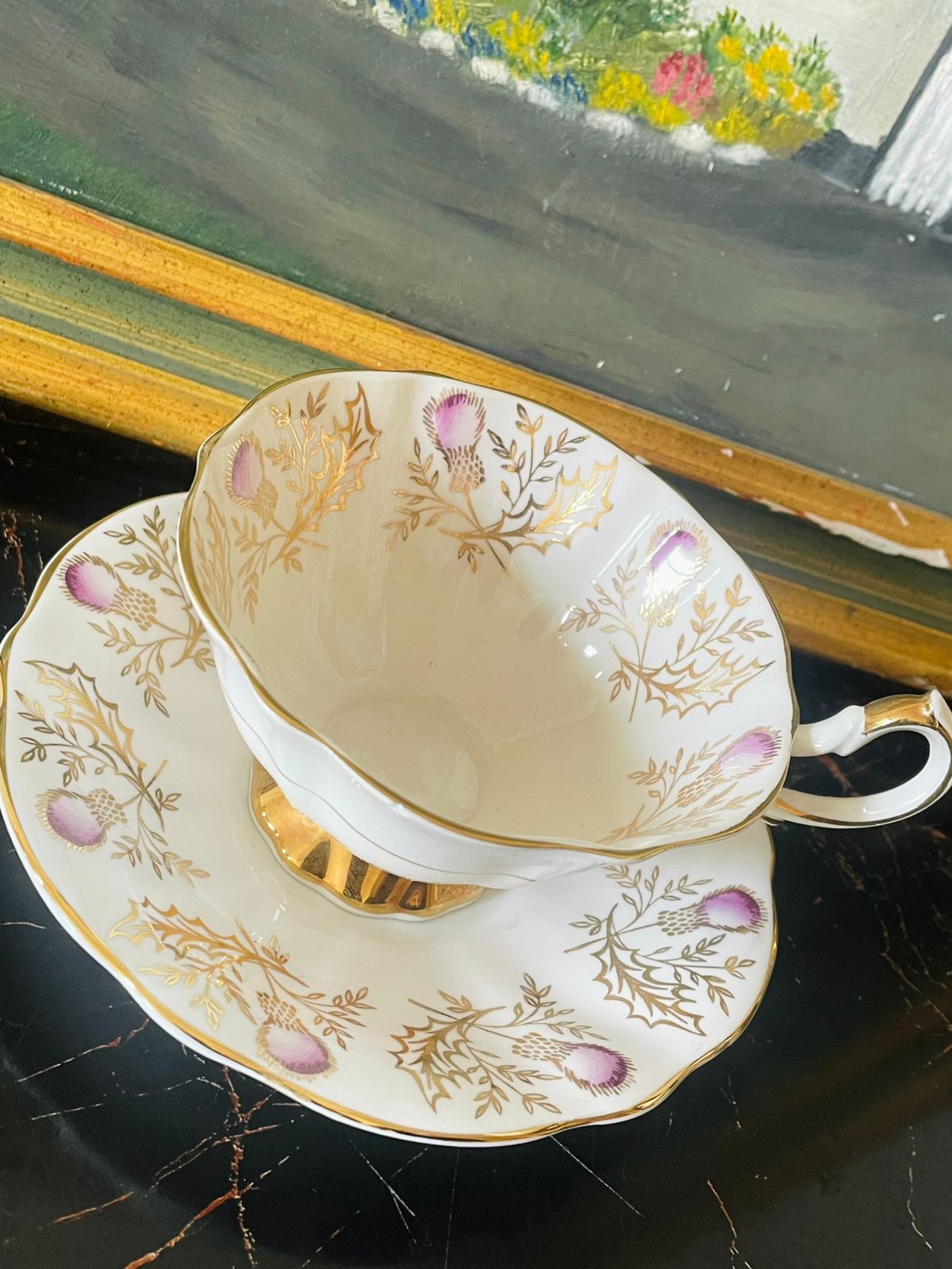 Queen Anne Fine Bone China Floral Cup & Saucer – Made in England
