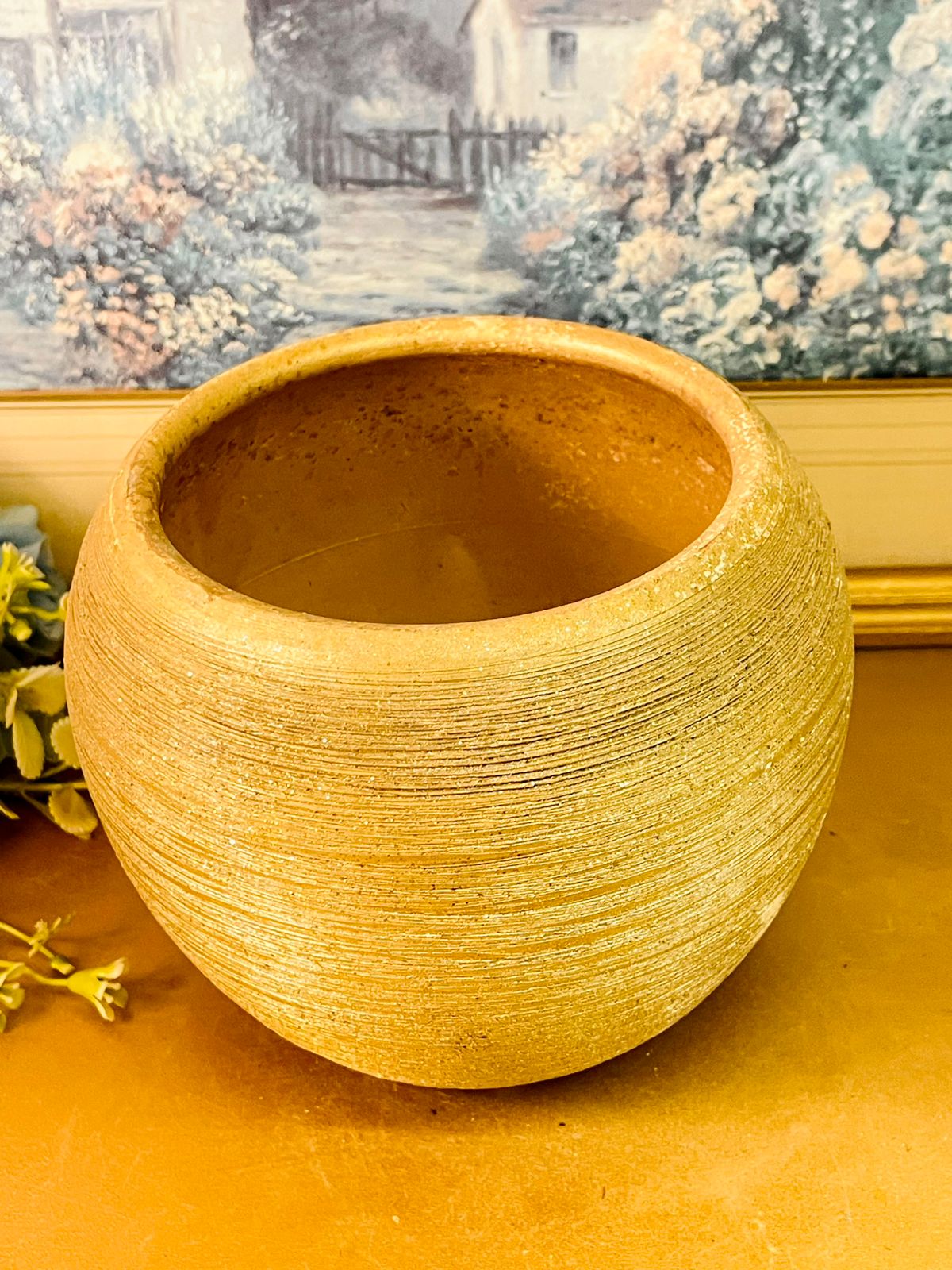Rustic Textured Ceramic Planter Pot Earth Tone Large
