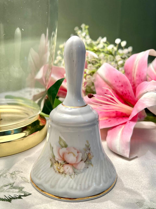 Floral Ceramic Hand Bell with Gold Trim 5"