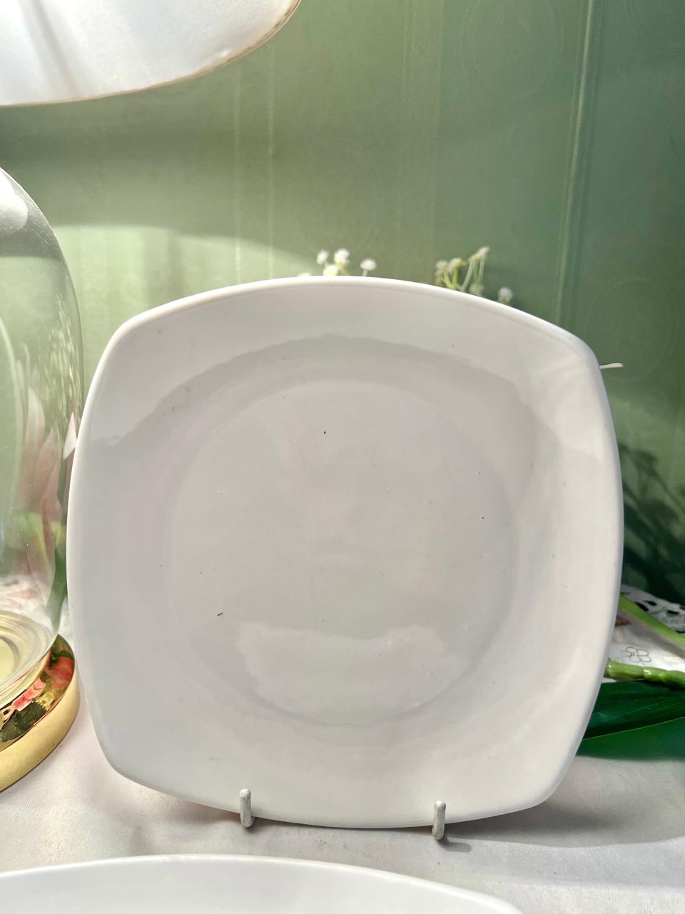 Pausa White Square Medium Plates Set of 4 – 20 cm Microwave & Dishwasher Safe