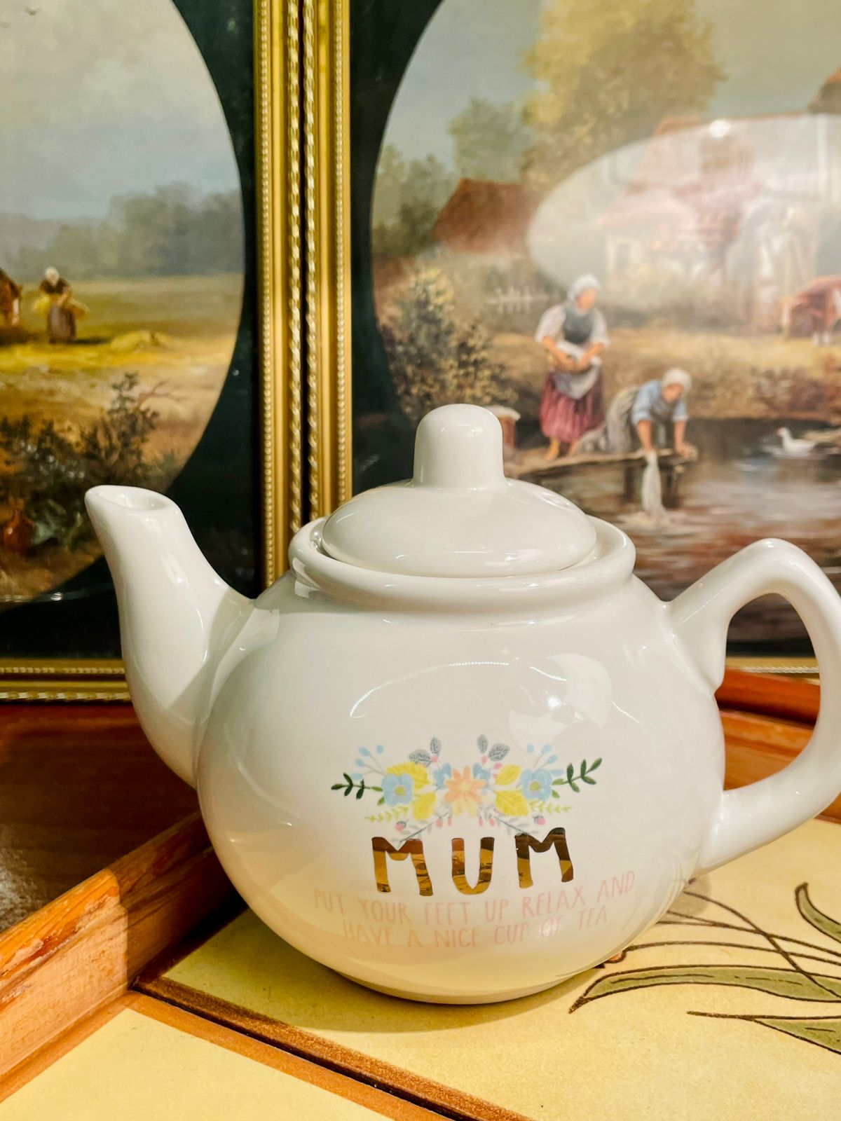 mum teapot, mothers day gift, floral tea pot, ceramic teapot, gift for mum, white teapot, tea lover gift, kitchen decor, home decor gift, mum mug gift, cute teapot, pottery teapot, tableware, tea set, gift for her