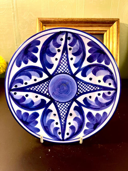 10 Inch Hand-Painted Blue & White Ceramic Decorative Plate – Artisan Pottery