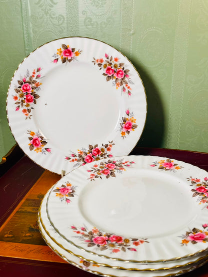 Richmond Bone China Pink Rose Dinner Plates 10" – Set of 4