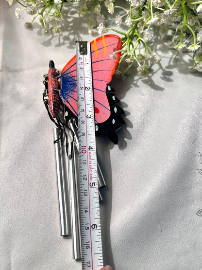 Pink Butterfly Hanging Chime Decor 6.5 Inch