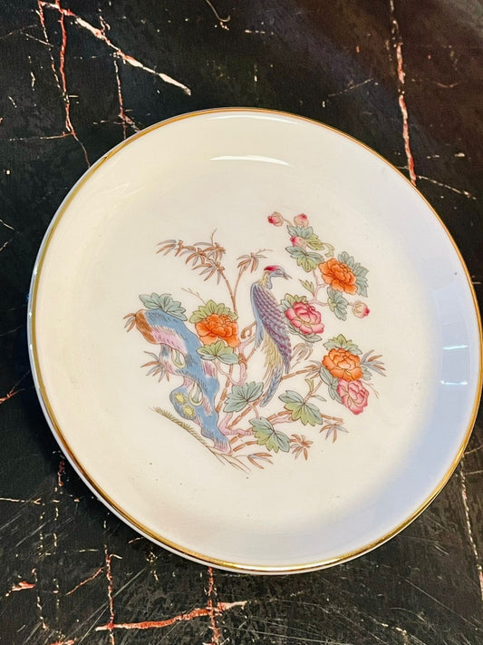 Wedgwood Bone China Kutani Crane Mini Plate – 4.5 Inch Trinket or Serving Plate – Made in England
