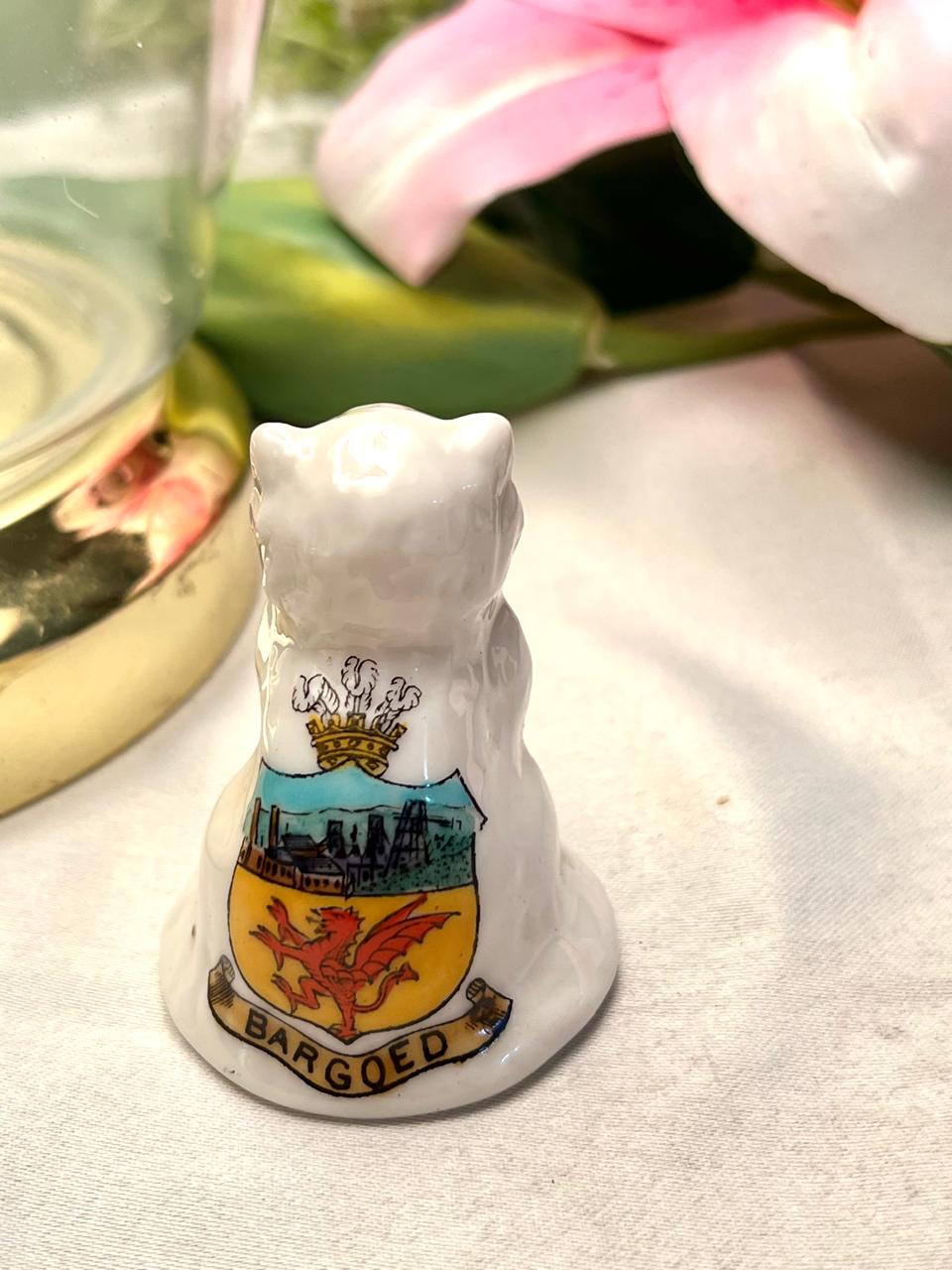 Vintage Bargoed Wales Ceramic Cat Figurine Approx. 5 cm