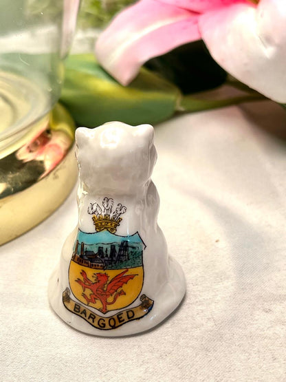 Vintage Bargoed Wales Ceramic Cat Figurine Approx. 5 cm