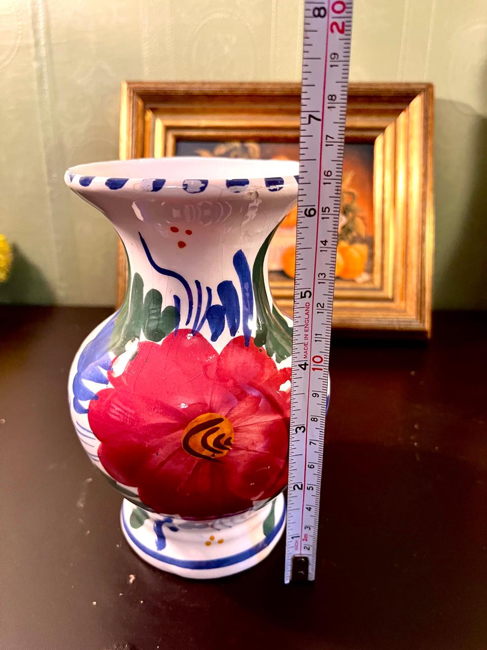 7 Inch Hand-Painted Floral Ceramic Vase – Artisan Pottery Flower Vase