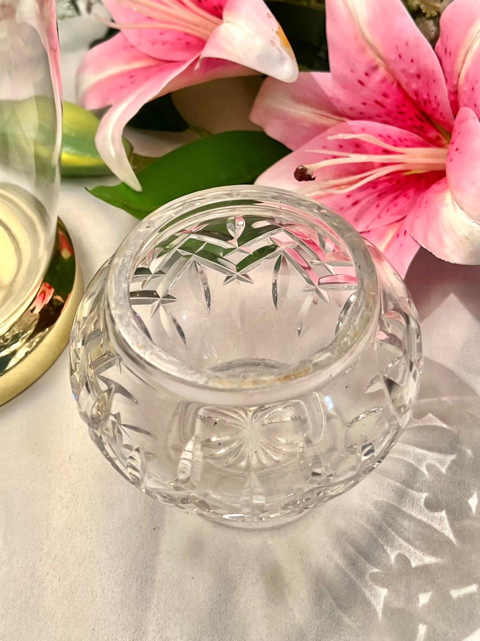 Clear Cut Crystal Round Vase – Approx. 4 Inch