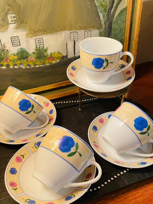 4 Cup Saucers set, Tea Set, (1200/-) Hand painted, England