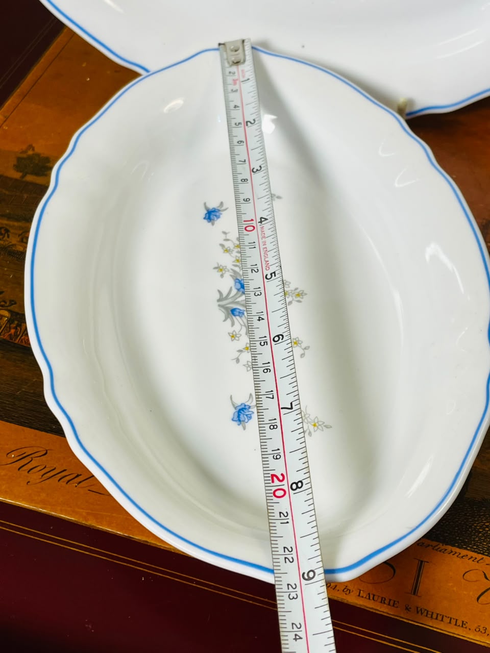 Vintage Blue Floral Scalloped Serving Plater – Set of 2, 9"