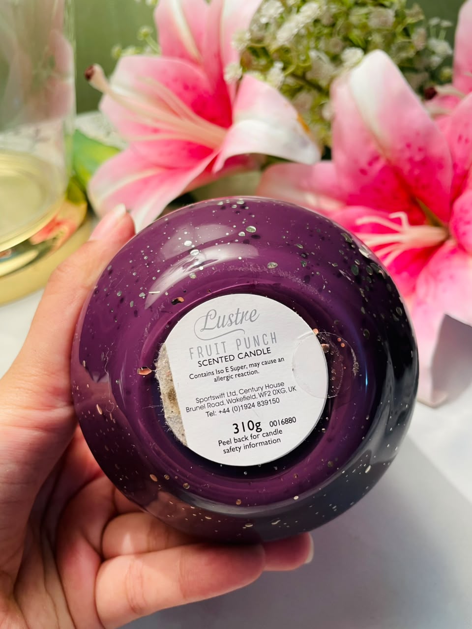 Lustre Fruit Punch Scented Candle Purple Crystal Approx. 10 cm