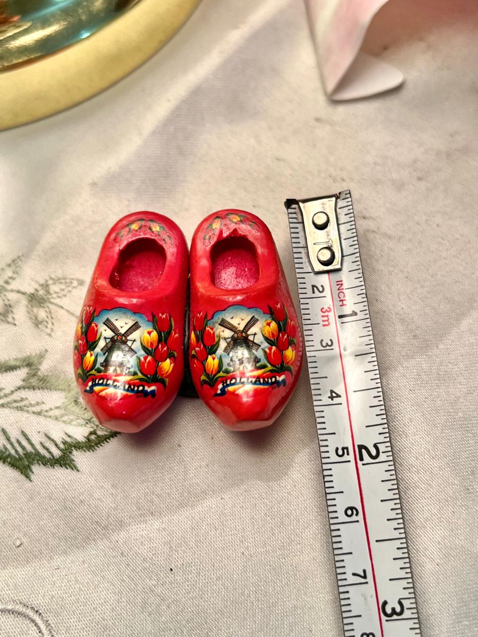 Holland Wooden Clogs Miniature Decor Set of 2 1.5"