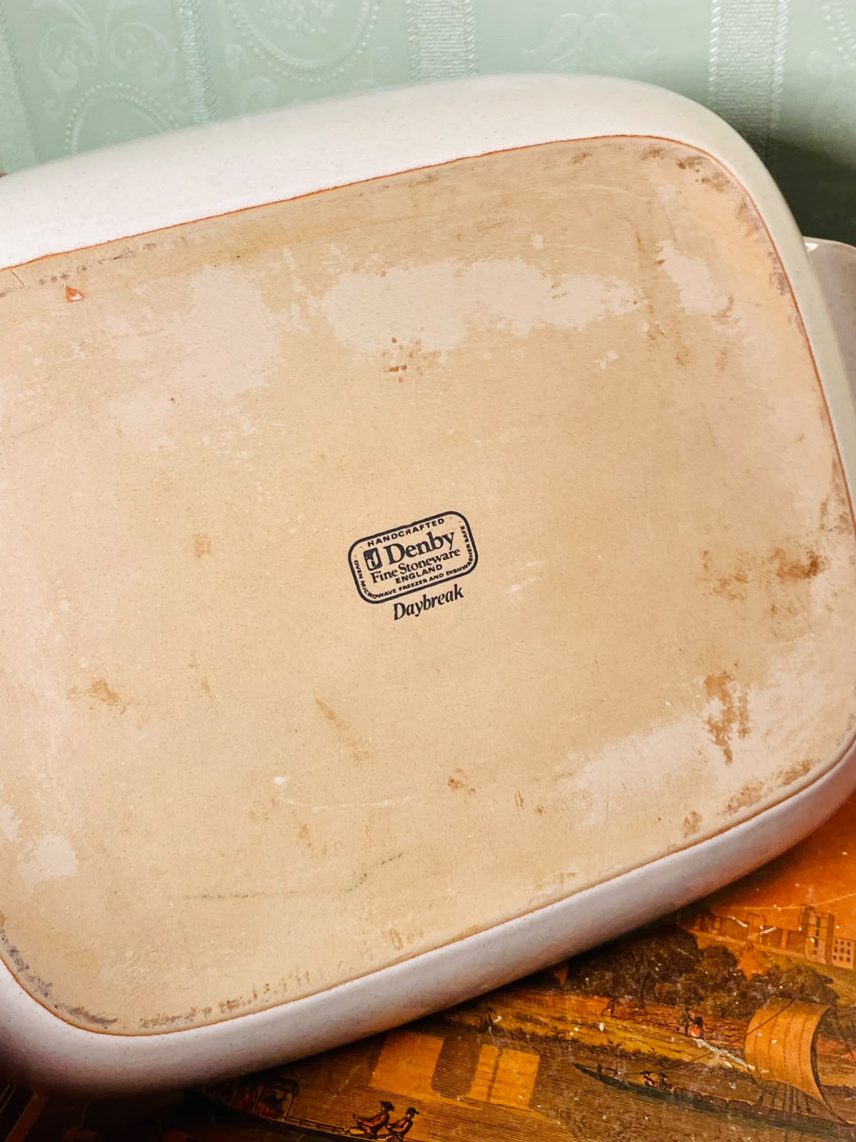 Denby Daybreak Handcrafted Stoneware Square Serving Dish 14"
