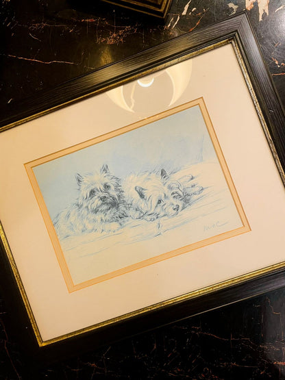 Vintage Dog Sketch Framed Art – Classic Pet Illustration