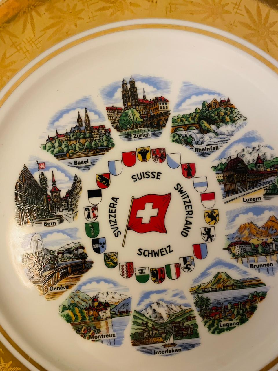 Vintage Suisse Switzerland Souvenir Wall Plate 10"