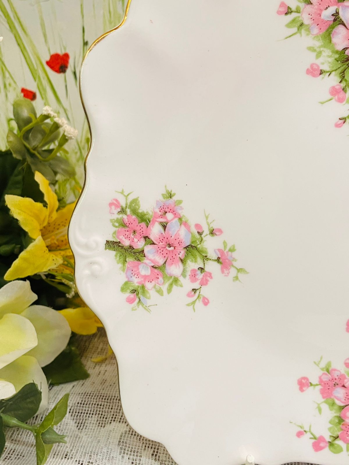 Roslyn Fine Bone China Pink Floral Plate