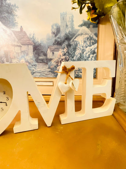 HOME Letter Clock White Decorative Love Heart Wall Decor
