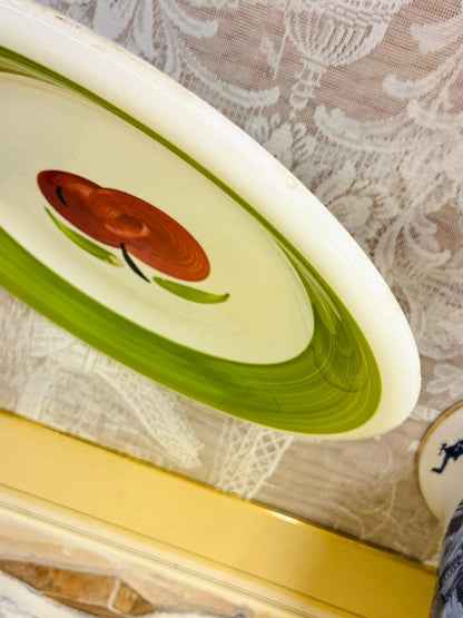 Hand-Painted Ceramic Pie Dish — 11 Inch (Cherry Design) oven safe